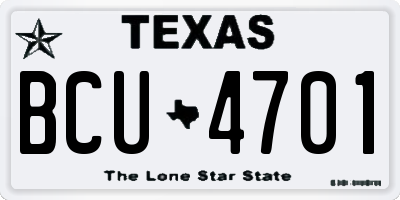 TX license plate BCU4701
