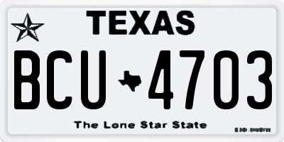 TX license plate BCU4703