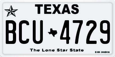 TX license plate BCU4729