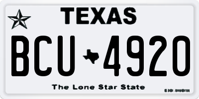 TX license plate BCU4920