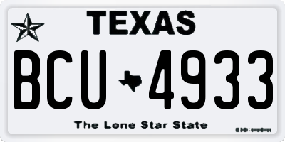 TX license plate BCU4933
