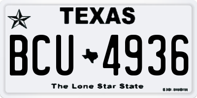 TX license plate BCU4936