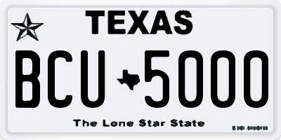 TX license plate BCU5000