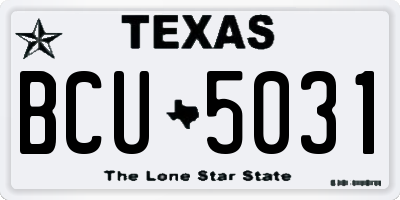 TX license plate BCU5031