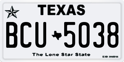 TX license plate BCU5038