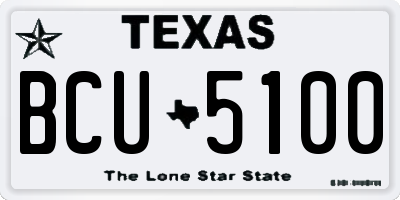 TX license plate BCU5100