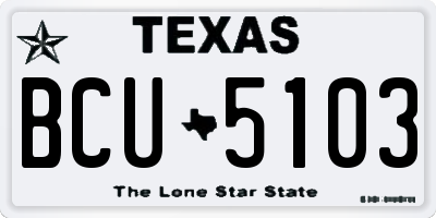 TX license plate BCU5103