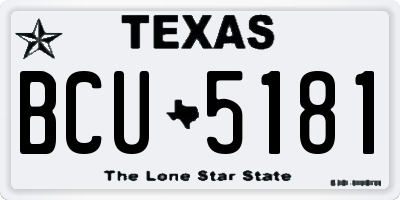 TX license plate BCU5181