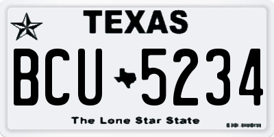 TX license plate BCU5234