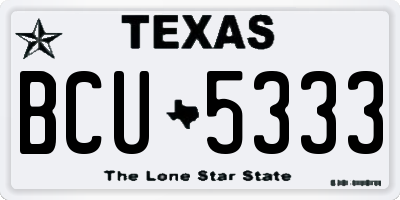 TX license plate BCU5333