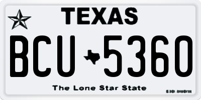 TX license plate BCU5360