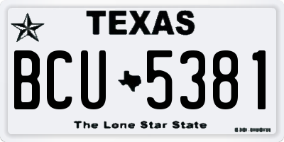 TX license plate BCU5381