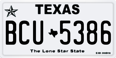 TX license plate BCU5386