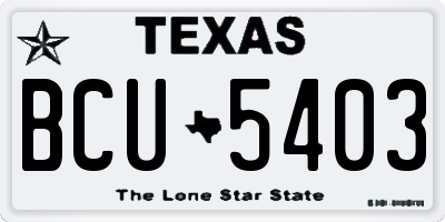 TX license plate BCU5403