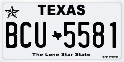 TX license plate BCU5581