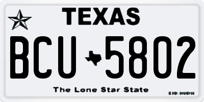 TX license plate BCU5802