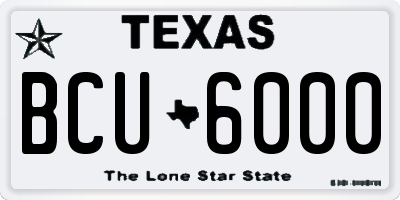 TX license plate BCU6000