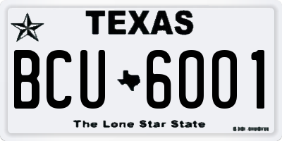 TX license plate BCU6001