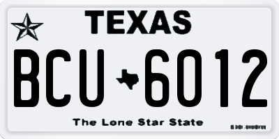 TX license plate BCU6012