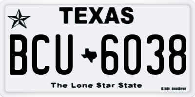 TX license plate BCU6038