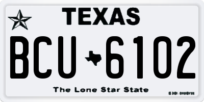 TX license plate BCU6102