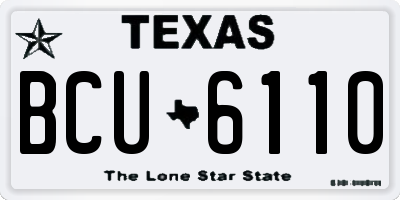 TX license plate BCU6110