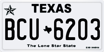 TX license plate BCU6203