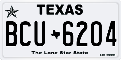 TX license plate BCU6204
