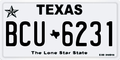 TX license plate BCU6231