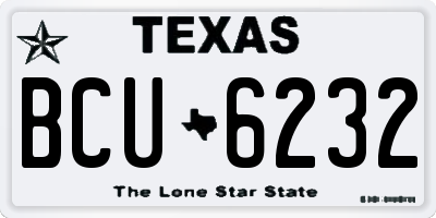 TX license plate BCU6232