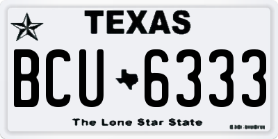 TX license plate BCU6333