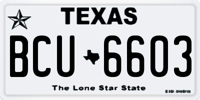 TX license plate BCU6603