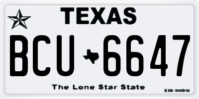TX license plate BCU6647
