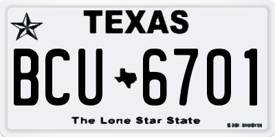 TX license plate BCU6701