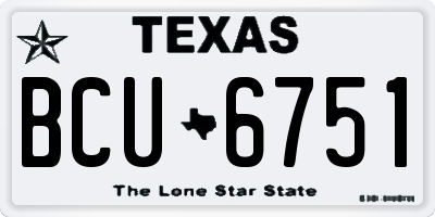 TX license plate BCU6751
