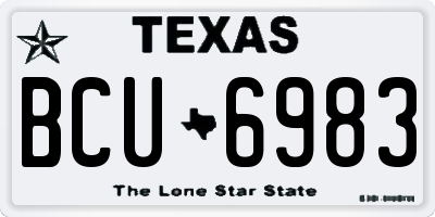 TX license plate BCU6983