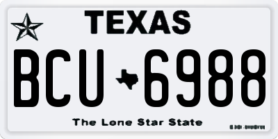 TX license plate BCU6988