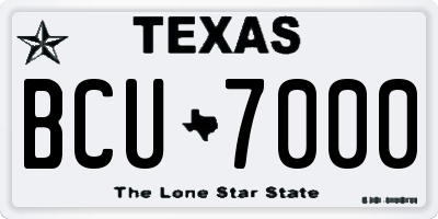 TX license plate BCU7000