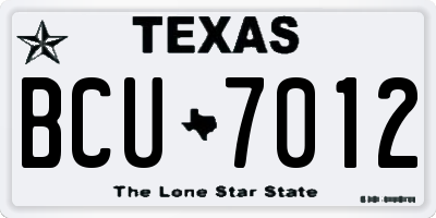 TX license plate BCU7012