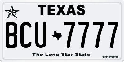 TX license plate BCU7777