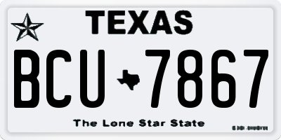 TX license plate BCU7867