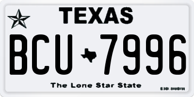 TX license plate BCU7996