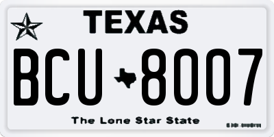 TX license plate BCU8007