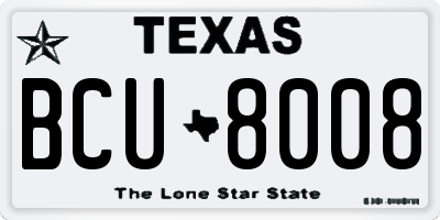 TX license plate BCU8008