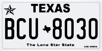 TX license plate BCU8030