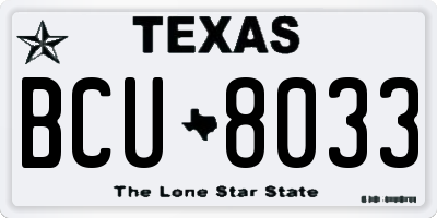 TX license plate BCU8033