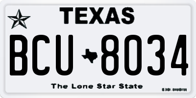 TX license plate BCU8034