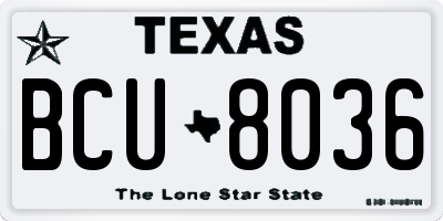 TX license plate BCU8036
