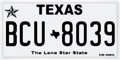 TX license plate BCU8039