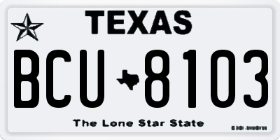 TX license plate BCU8103